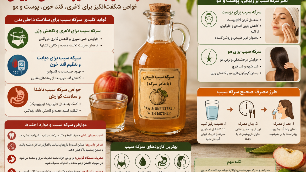 خواص سرکه سیب و راهنمای کامل م